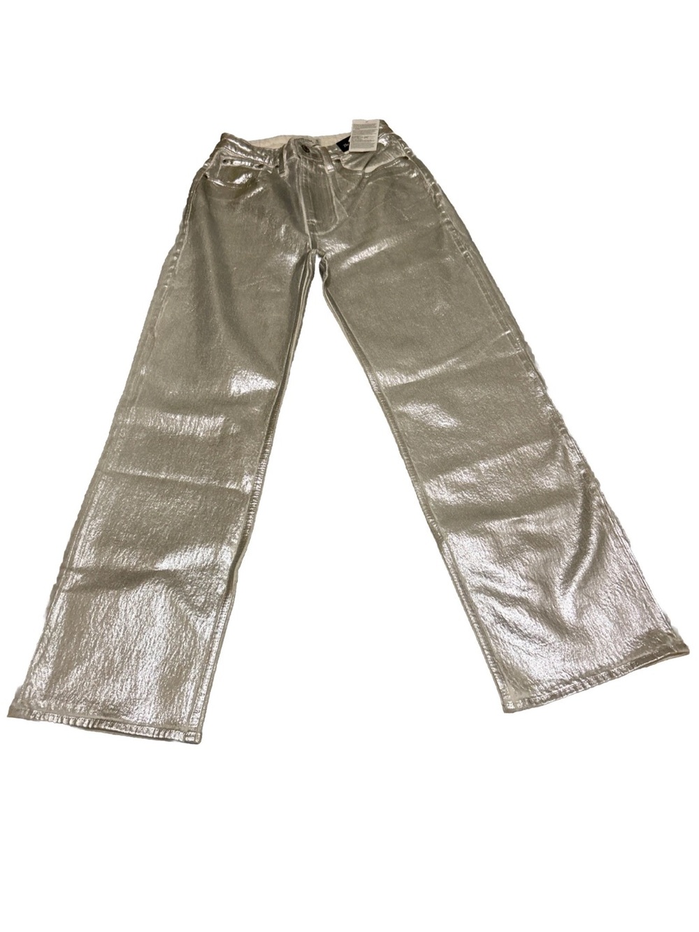 Abercrombie & Fitch Curve Love High Rise 90s Relaxed Jeans Silver Metallic 27-4R